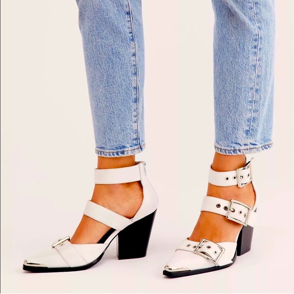 Free People Shoes - NWT Free People & Jeffrey Campbell Buckled Western Hendrix Heel White Leather